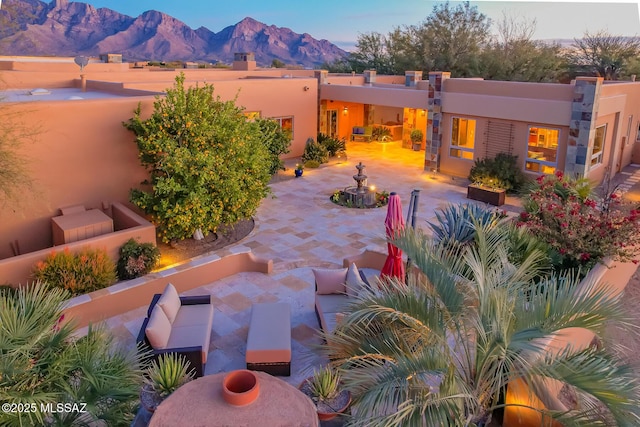 view of patio with a mountain view