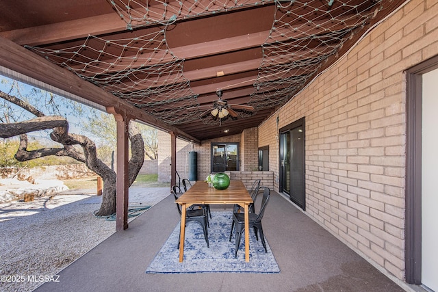 view of patio with ceiling fan