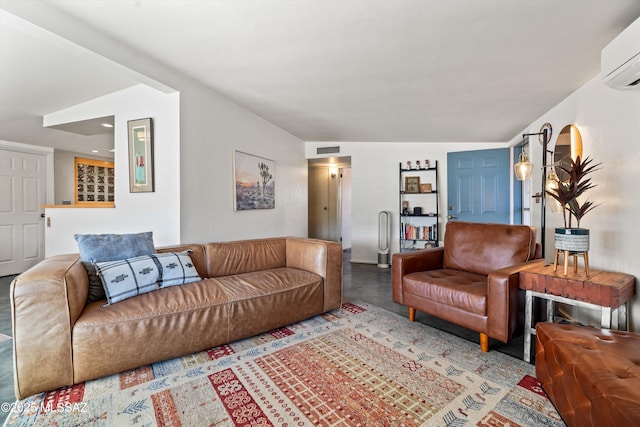 living room featuring a wall unit AC and visible vents