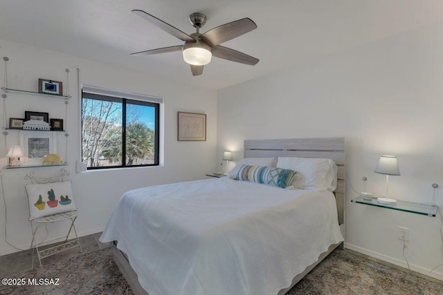 bedroom featuring ceiling fan