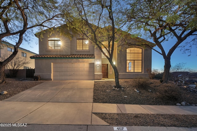 view of front of house with a garage