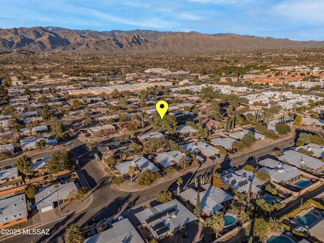 drone / aerial view with a mountain view