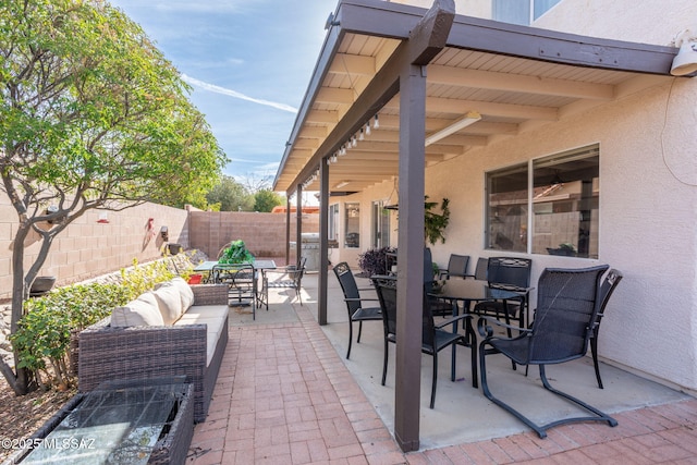 view of patio / terrace featuring an outdoor hangout area