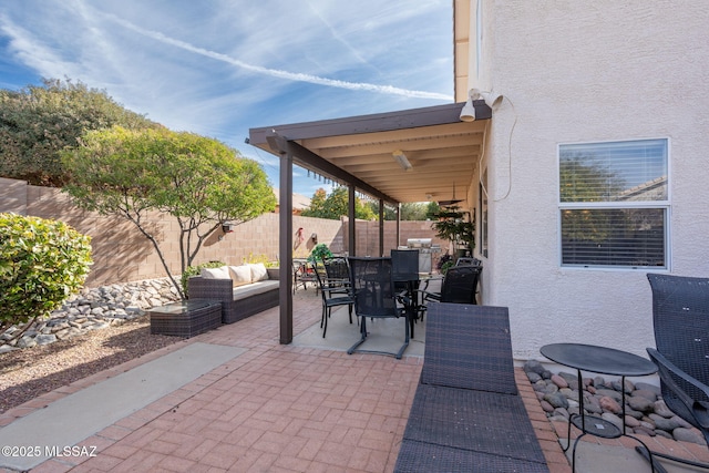 view of patio featuring an outdoor hangout area