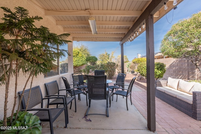 view of patio / terrace with an outdoor living space