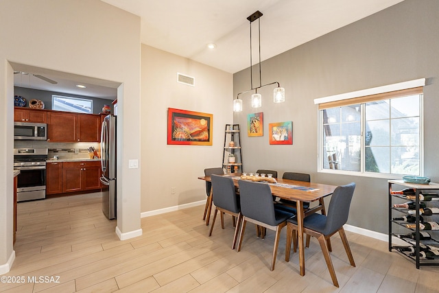 dining area featuring light hardwood / wood-style floors