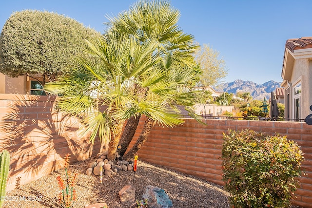 view of yard with a mountain view