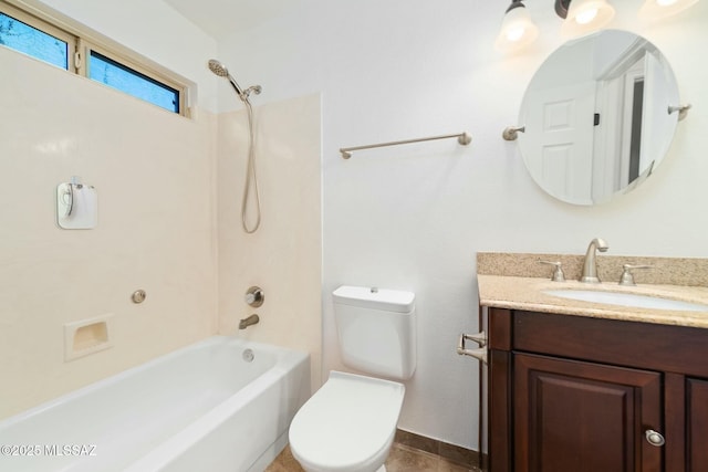 full bathroom featuring vanity, toilet, and shower / bath combination