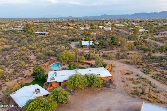 bird's eye view with a mountain view