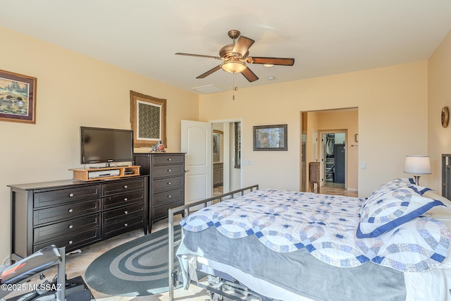 bedroom featuring ceiling fan