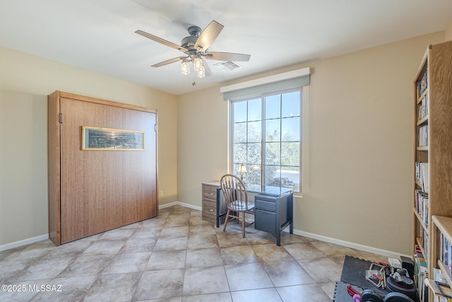 office featuring ceiling fan