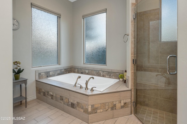 bathroom with plus walk in shower