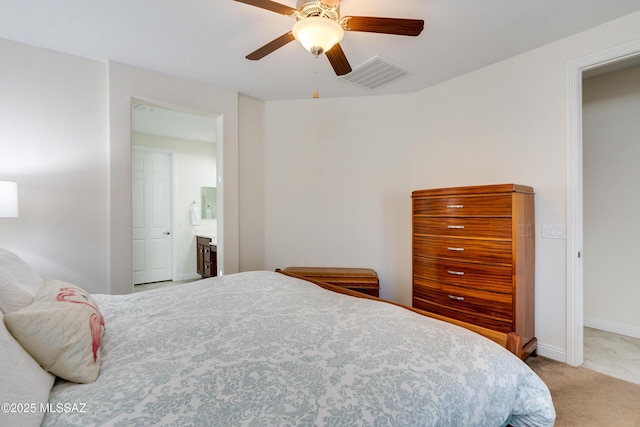 bedroom featuring carpet floors and ceiling fan