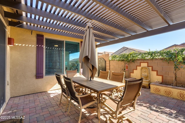 view of patio with a pergola