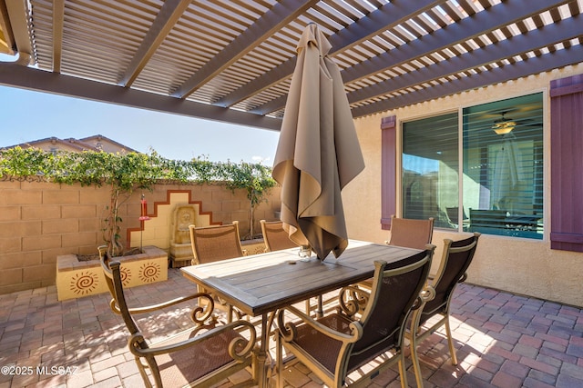 view of patio / terrace featuring a pergola