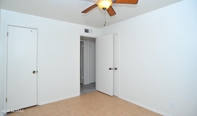 unfurnished bedroom with ceiling fan