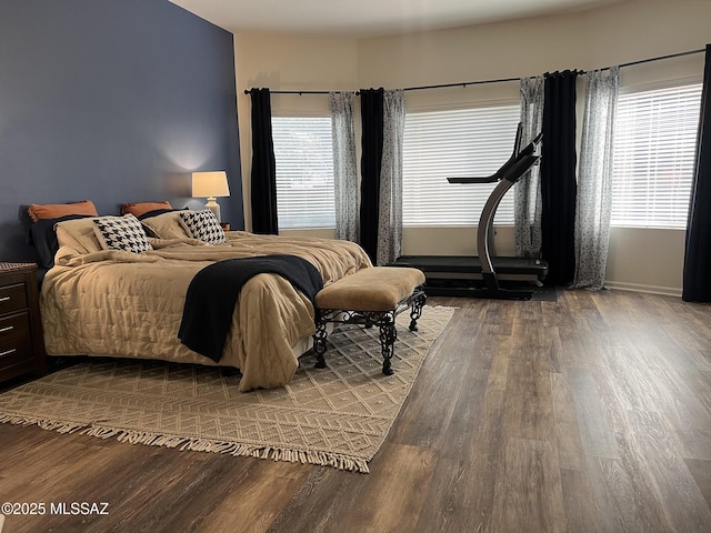 bedroom with hardwood / wood-style floors