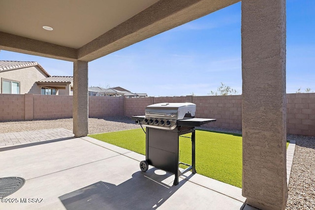 view of patio featuring area for grilling