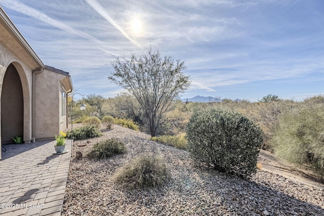 view of yard featuring a mountain view