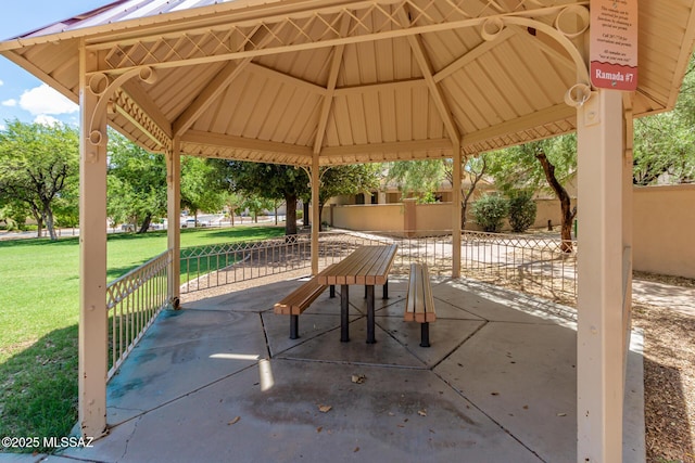 view of patio / terrace featuring a gazebo