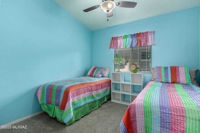 bedroom with carpet flooring and ceiling fan