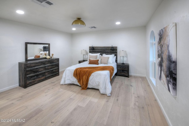 bedroom featuring light wood-type flooring