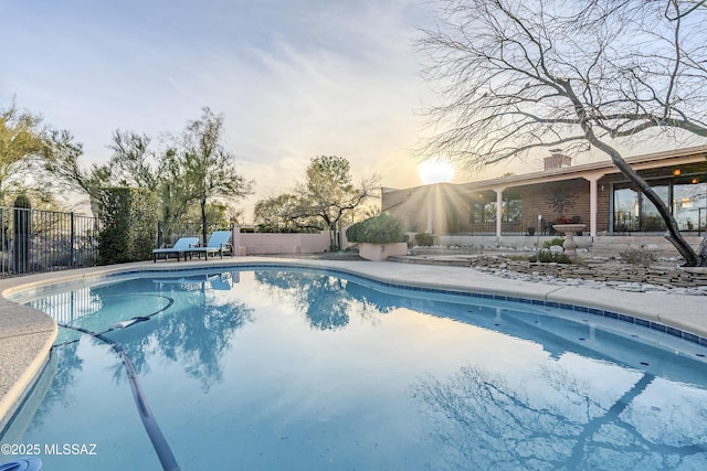 view of pool featuring fence and a fenced in pool