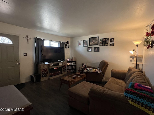 living room with hardwood / wood-style flooring
