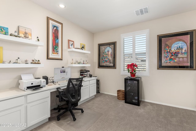 office area with light carpet