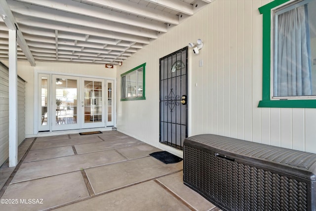 property entrance with french doors