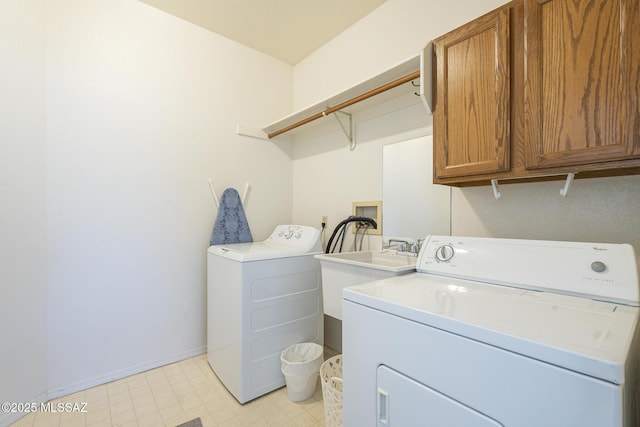 laundry room with cabinets and separate washer and dryer