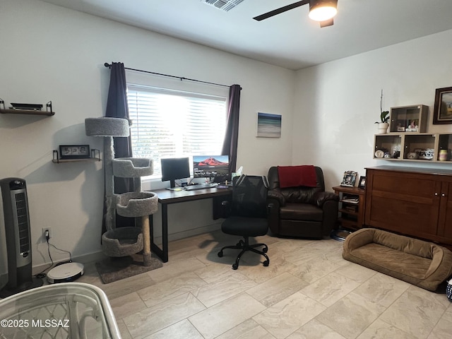 office featuring ceiling fan