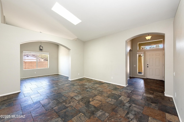 entryway with lofted ceiling