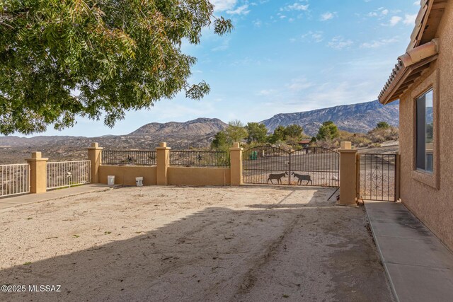 exterior space featuring a mountain view