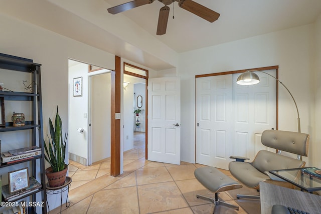 view of tiled home office