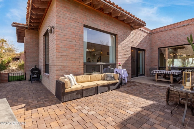 view of patio with an outdoor hangout area