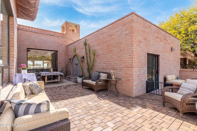 view of patio featuring an outdoor hangout area