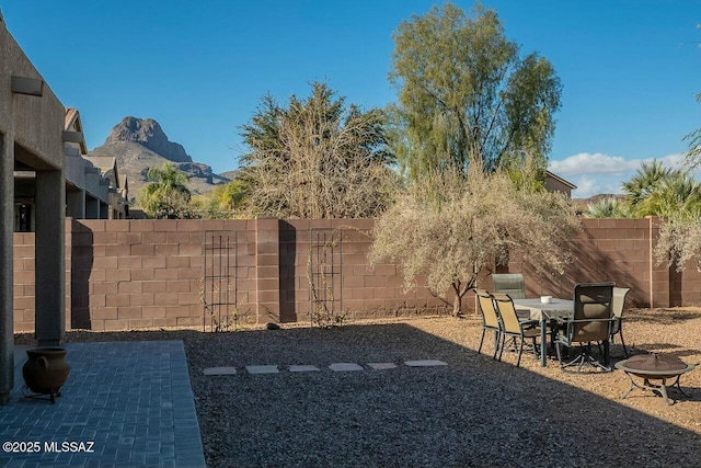 view of yard with a fenced backyard and a patio