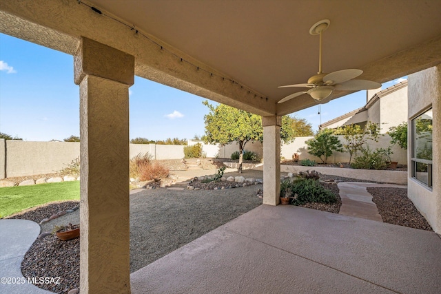 view of patio / terrace with ceiling fan