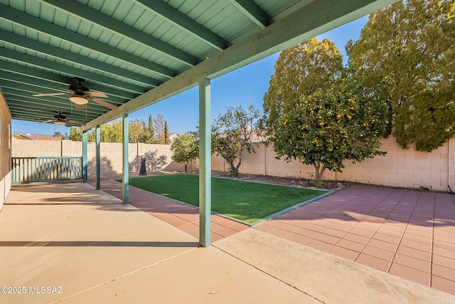 view of patio with ceiling fan