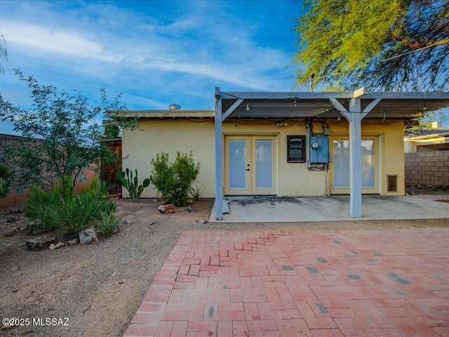 rear view of property with a patio area and french doors