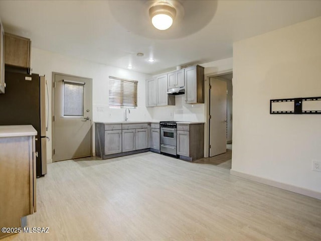 kitchen featuring light hardwood / wood-style floors and appliances with stainless steel finishes