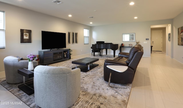 living room featuring a wealth of natural light