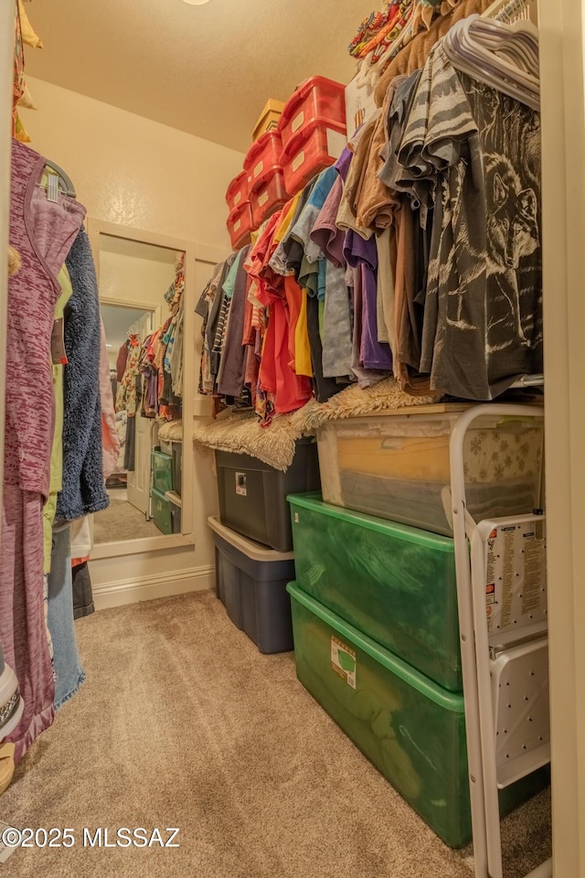 spacious closet with carpet flooring