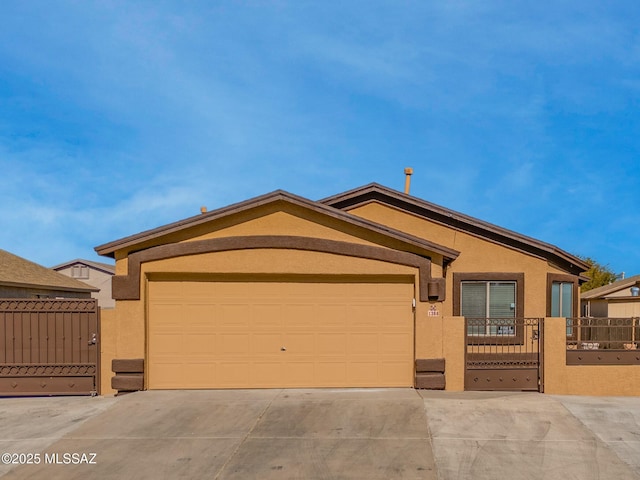 ranch-style home with a garage