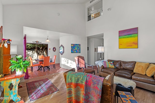 living room with light wood-type flooring