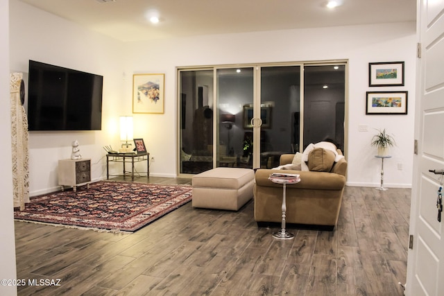 living room with hardwood / wood-style flooring