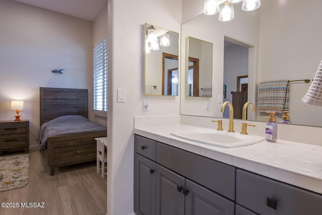 bathroom featuring wood-type flooring and vanity