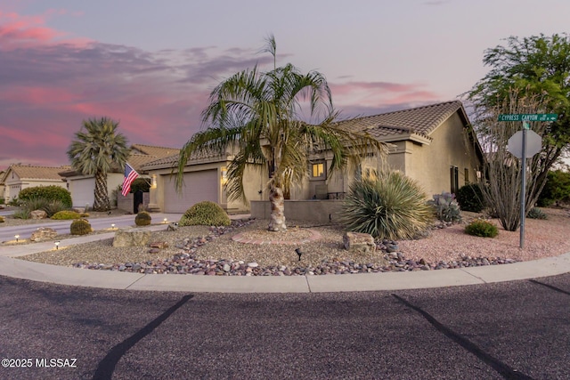 view of front of house with a garage