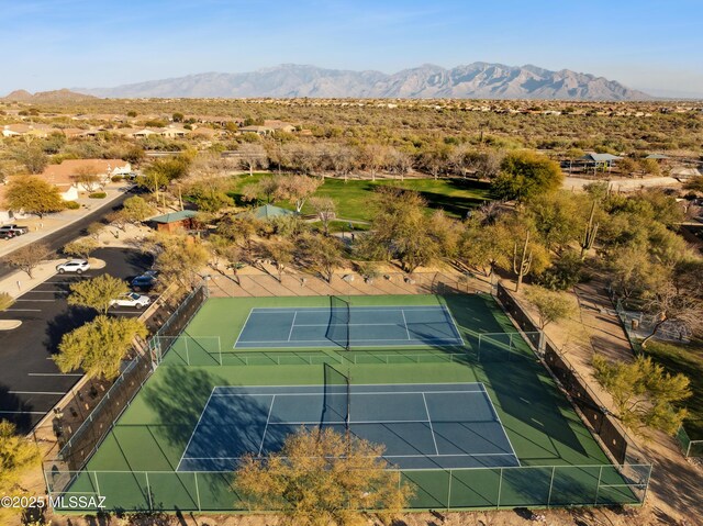 drone / aerial view with a mountain view and a residential view